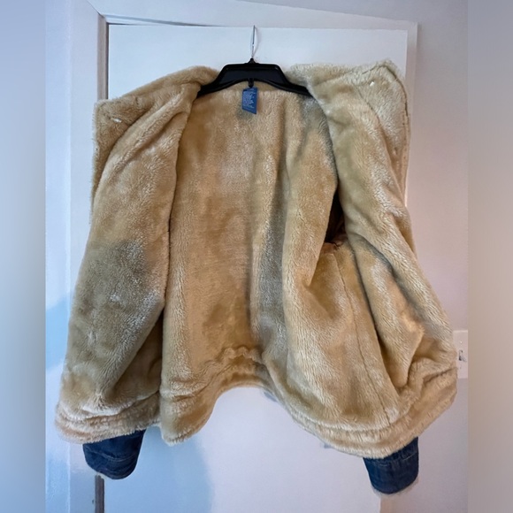 Y2K Disney Tinkerbell Feisty Fairy Sherpa Lined Jean Biker Jacket Women XL - Picture 6 of 6